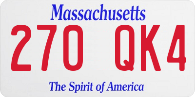 MA license plate 270QK4