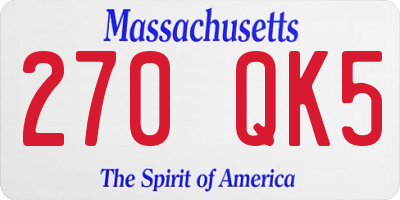 MA license plate 270QK5