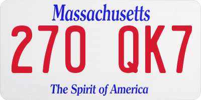 MA license plate 270QK7