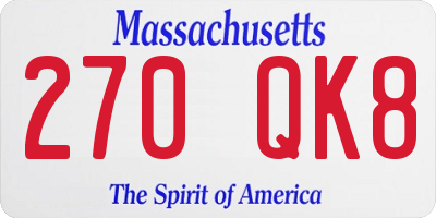 MA license plate 270QK8