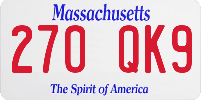 MA license plate 270QK9