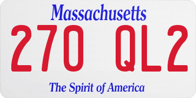 MA license plate 270QL2