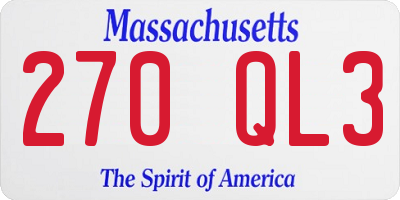 MA license plate 270QL3