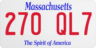 MA license plate 270QL7