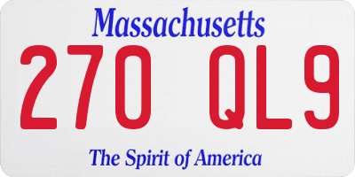 MA license plate 270QL9