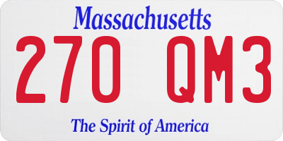 MA license plate 270QM3