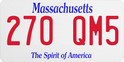 MA license plate 270QM5