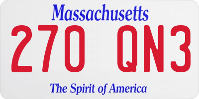 MA license plate 270QN3