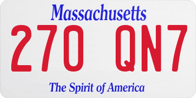 MA license plate 270QN7