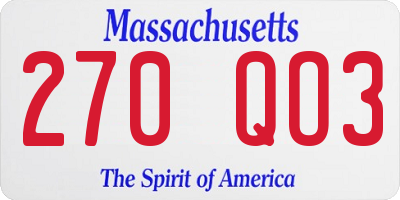 MA license plate 270QO3