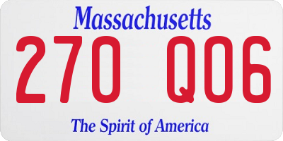 MA license plate 270QO6