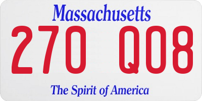 MA license plate 270QO8