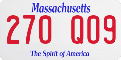 MA license plate 270QO9