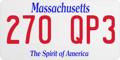 MA license plate 270QP3