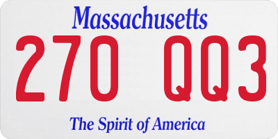 MA license plate 270QQ3