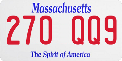MA license plate 270QQ9