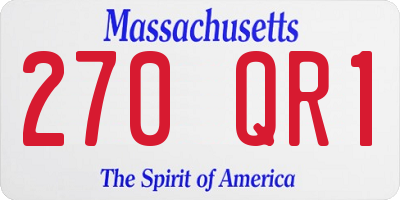 MA license plate 270QR1