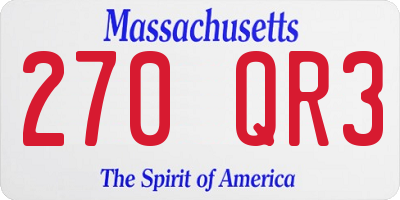 MA license plate 270QR3