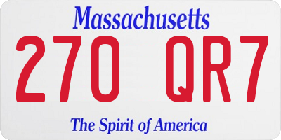 MA license plate 270QR7