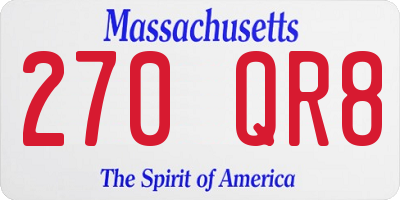MA license plate 270QR8
