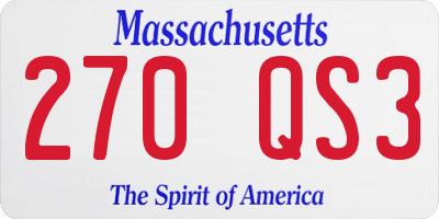 MA license plate 270QS3