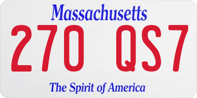 MA license plate 270QS7