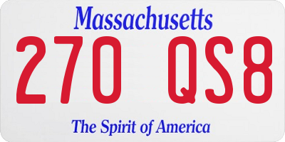 MA license plate 270QS8