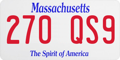 MA license plate 270QS9