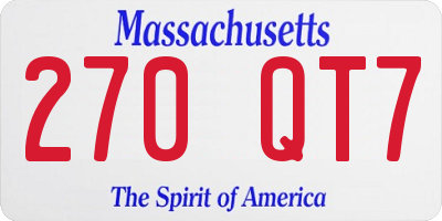 MA license plate 270QT7