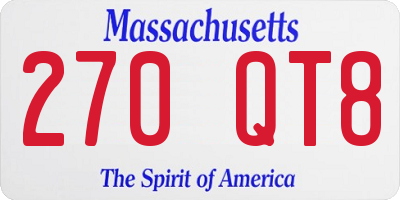 MA license plate 270QT8