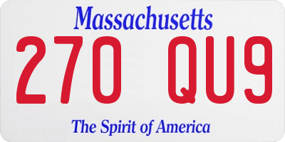 MA license plate 270QU9