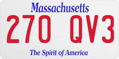 MA license plate 270QV3