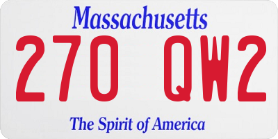 MA license plate 270QW2