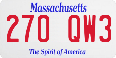 MA license plate 270QW3