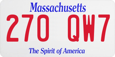 MA license plate 270QW7