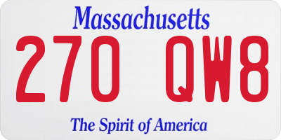 MA license plate 270QW8