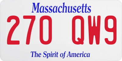 MA license plate 270QW9