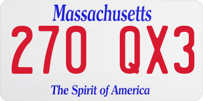 MA license plate 270QX3