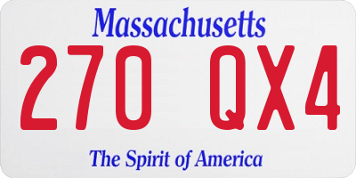 MA license plate 270QX4