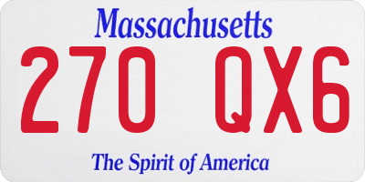 MA license plate 270QX6