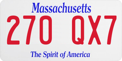 MA license plate 270QX7