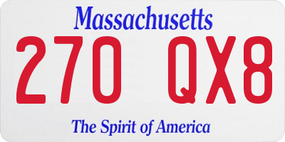 MA license plate 270QX8