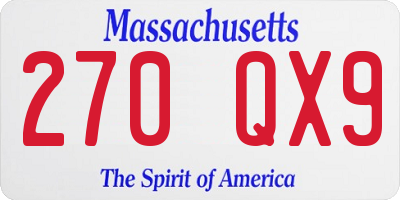 MA license plate 270QX9