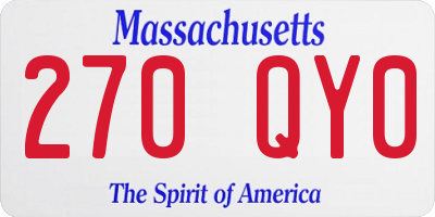 MA license plate 270QY0