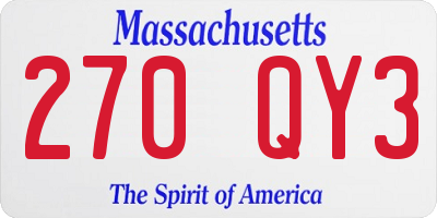 MA license plate 270QY3