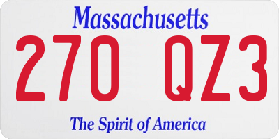 MA license plate 270QZ3