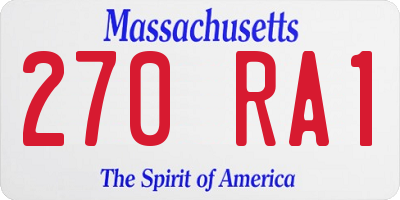 MA license plate 270RA1