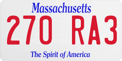 MA license plate 270RA3