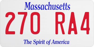 MA license plate 270RA4