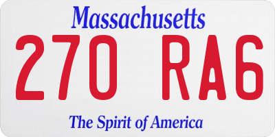 MA license plate 270RA6